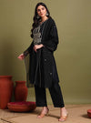 Black Zari Embroidery Kurta Set With Dupatta - Mahukaa
