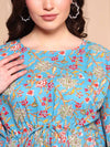 Blue Pure Cotton Floral Kaftan Set - Mahukaa