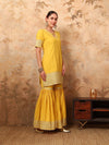 Corn Yellow Keyhole Neck Kurta Sharara Set with Dupatta - Mahukaa