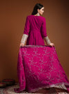 Fushcia pink anarkali set with dupatta - Mahukaa