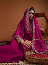 Fushcia pink anarkali set with dupatta - Mahukaa