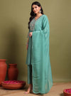 Mint Green Pani gold inticate embroidery kurta set with dupatta - Mahukaa