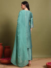 Mint Green Pani gold inticate embroidery kurta set with dupatta - Mahukaa