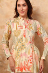 Off white tropical printed gathered tunic - Mahukaa