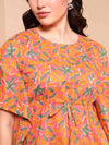 Orange Floral Pure Cotton Kaftan Set - Mahukaa