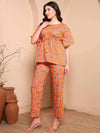 Orange Floral Pure Cotton Kaftan Set - Mahukaa