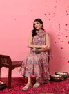Peach Floral Halter Neck A - Line Kurta Set - Mahukaa