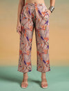 Peach Floral Printed Kurta Set Pant  - Mahukaa