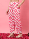 Pink Abstract A - Line Co - ord Set with V - Neck - Mahukaa
