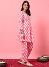 Pink Abstract A - Line Co - ord Set with V - Neck - Mahukaa