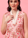 Stylish pink floral A-line kurta set for women – Mahukaa