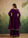 Purple Embroidered Indo - western with Sharara & Dupatta - Mahukaa