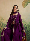 Purple Embroidered Indo - western with Sharara & Dupatta - Mahukaa