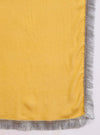Yellow Square V - Neck Zari Embroidered Kurta Set with Dupatta - Mahukaa